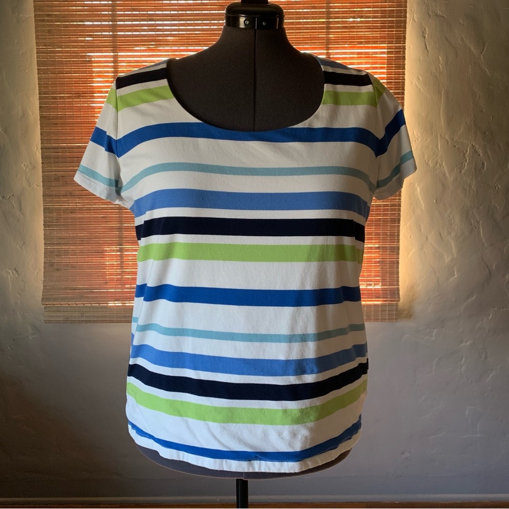 Chaps T-Shirt Short Sleeve Striped Size 2X